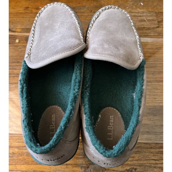LL BEAN Men’s Gray Suede Lined Slip On Mountain Slippers Loafers Size 8M - Picture 2 of 4